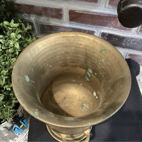 🟡 Vintage Solid Brass Caldron With Handles - Patina - Collectible - Heavy - Nice - Picture 7 of 12